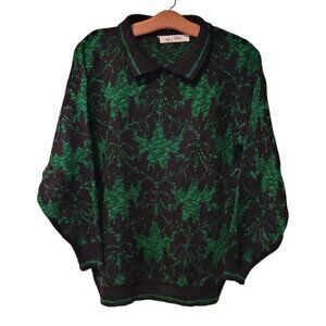 Preppy Vintage 90s Collared Polo Pullover 3/4-Sleeve Sweater